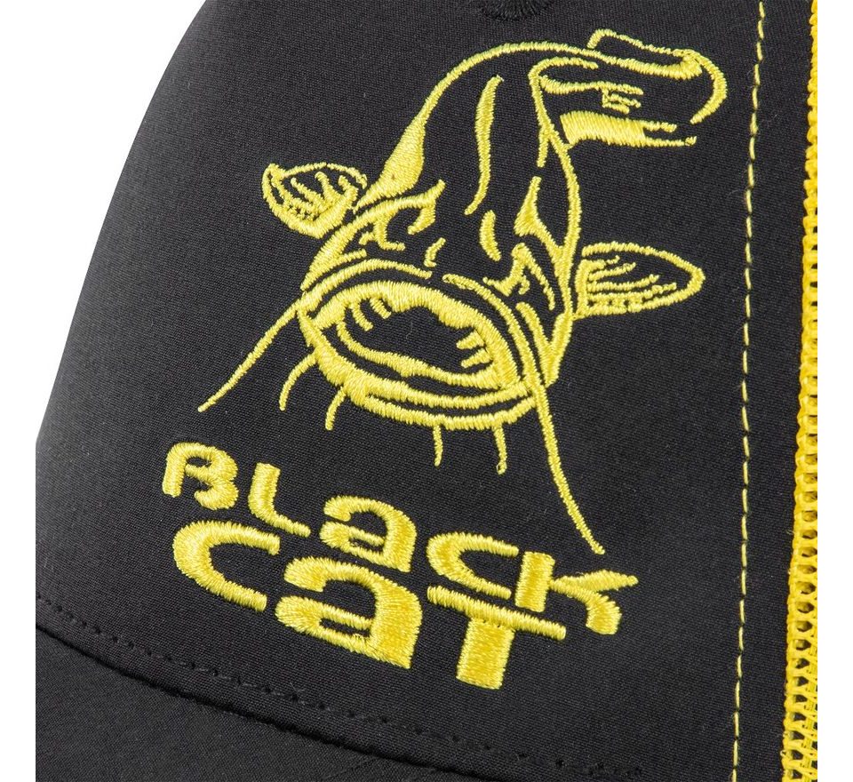 Black Cat Kšiltovka Black and Yellow Trucker Cap