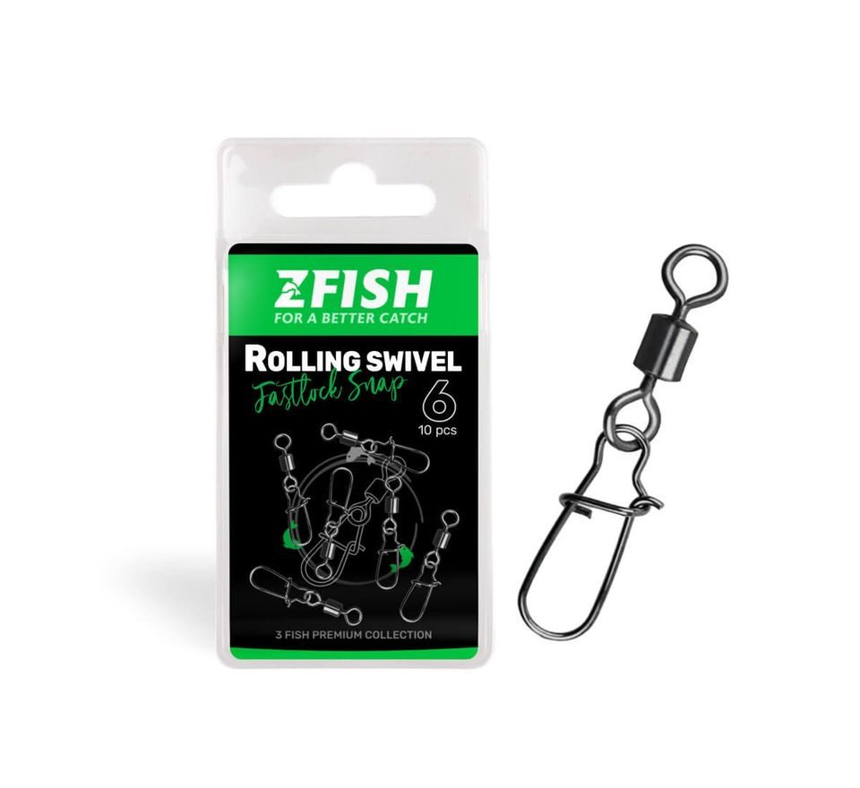 Zfish Obratlík s karabínou Rolling Swivel & Fastlock Snap 10ks
