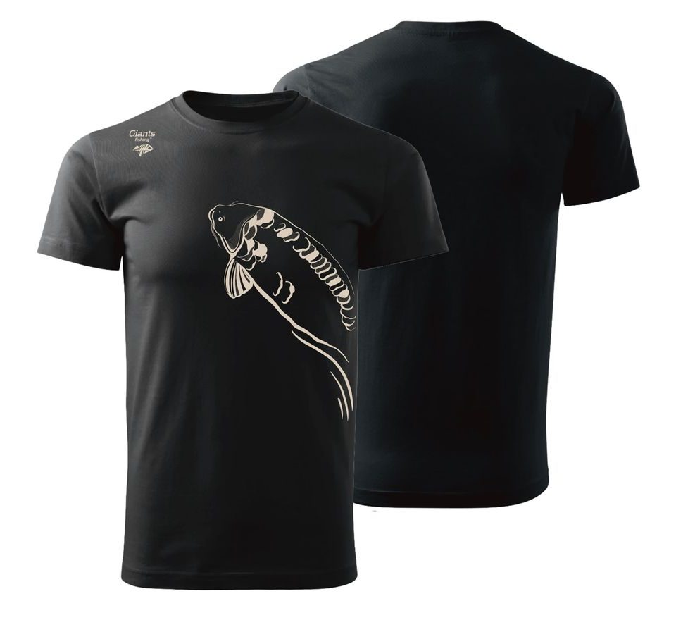 Giants fishing Tričko pánské černé Plavající kapr