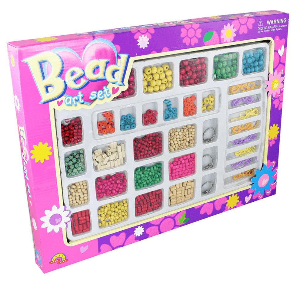 Sada korálky dřevěné barevné