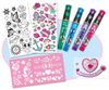 Tetovací studio třpytivé dětské set se 4 tetovacími pery a šablonami