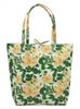 Kožená dámská velká kabelka s motivem květů zelená