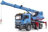 BRUDER 03771 MAN TGS Autojeřáb modrý model 1:16 na baterie Světlo Zvuk
