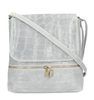 Kožená dámská crossbody kabelka v kroko designu světle šedá