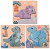 JOUECO DŘEVO Puzzle baby vkládací Dino na desce velké dílky 3 druhy