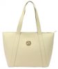 Kožená velká dámská shopper kabelka přes rameno krémová
