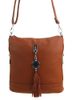 Malá crossbody dámská kabelka s přívěskem 1994-BB hnědá