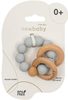 NEW BABY DŘEVO Kousátko s kuličkami šedé silikonové pro miminko
