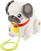 FISHER PRICE Baby pes mopslík chodící tahací na kolečkách plast
