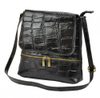 Kožená dámská crossbody kabelka v kroko designu světle šedá
