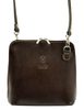 Kožená malá dámská crossbody kabelka tmavě hnědá