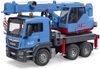 BRUDER 03771 MAN TGS Autojeřáb modrý model 1:16 na baterie Světlo Zvuk