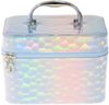Kufřík dětský kosmetický vel. M se zrcátkem na zip lesklý metalický 3 barvy
