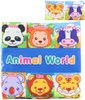 Knížka baby textilní šustící puzzle zvířátka 2v1 pro miminko