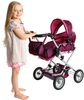 Bino velký kočárek 3v1 s taškou růžovo-černý pro panenku