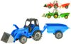 Traktor nakladač barevný set s vlečkou volný chod 3 barvy v síťce
