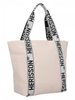 Velká dámská nylonová shopper kabelka přes rameno béžová