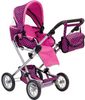 Bino velký kočárek 3v1 s taškou růžovo-černý pro panenku
