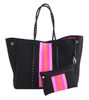 Neoprenová dámská plážová taška voděodolná černo-růžová JG067
