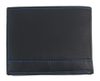 Kožená černá pánská peněženka s modrou nití v krabičce GROSSO
