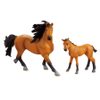 Sada koně 2 ks s ohradou hnědý s černou hřívou