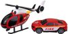 Auto hasičské + vrtulník záchranářský set hasiči na baterie Světlo Zvuk