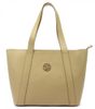 Kožená velká dámská shopper kabelka přes rameno tmavě béžová