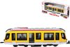 Tramvaj žlutá kovová MHD Městská hromadná doprava zpětný chod