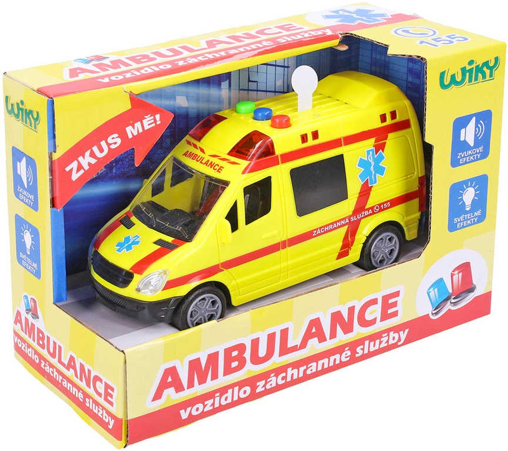 Auto sanitka 14,5cm žlutá ambulance na baterie Světlo Zvuk plast | _Ostatní  1_ | Peknydarek.cz