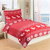 Povlečení mikroflanel Sob red 140x200, 70x90 cm