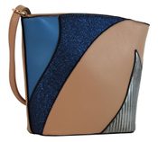 Menší dámská barevná crossbody kabelka F002 hnědo-béžová