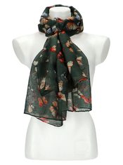 Dámský letní barevný šátek s motýlky 174x69 cm zelená