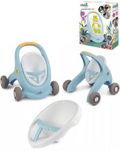 SMOBY Baby Walker Minikiss 3v1 chodítko kočárek sedačka pro panenku modrá