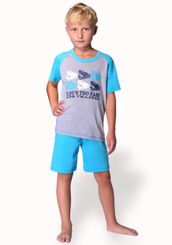 Dětské pyžamo s obrázkem aut a kraťasy