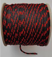 Šňůra oděvní černá-oranžová neon PES 4 mm, návin 100 m