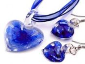 Náhrdelník a náušnice sada SRDCE na stuze (1 sada)