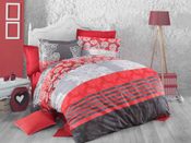 Prodloužené bavlněné povlečení DELUX RED STRIPES 140x220, 70x90cm