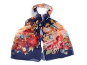 Šifonový šátek květy 49x160 cm