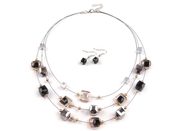 Náhrdelník a náušnice s broušenými korálky, sada