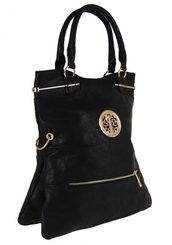 Moderní kabelka do ruky se zlatými doplňky C005 černá