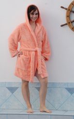 Dámský župan Lilly krátký losos 3019 s kapucí