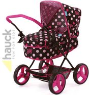 HAUCK Kočárek Gini pink lady černý růžový puntík pro panenky 43cm