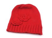 Čepice dívčí LENKA pletená s květinovou ozdobou (1 ks)