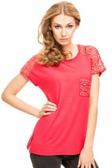 Dámská halenka Lynn raspberry - krátký rukáv