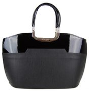 Černá matná kabelka s lakovaným lemem S5