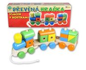 DŘEVO Vláček s 2 vagónky * DŘEVĚNÉ HRAČKY *
