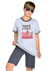 Chlapecké pyžamo s nápisem Ride free a kraťasy