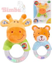 Chrastítko plyšové baby zvířátko Tygr / Źirafa 15cm s kuličkami 2 druhy
