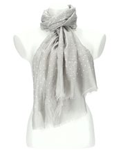 Dámský letní jednobarevný šátek s puntíky 180x69 cm šedá
