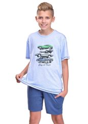 Chlapecké pyžamo s nápisem Stay on Track a kraťasy